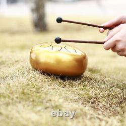 Lotus Tongue Drum Handpan Drum Best Sound with Mallets & Carrying Bag Golden