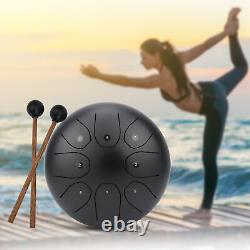 MMBAT Tongue Drum C Key Ethereal Sanskrit Hand Pan Percussion 8inBlac