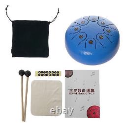 Mini 8 6in Steel Handpan Tongue Drum & Drumsticks Gift Present Blue