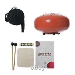 Mini 8 Inch Steel Tongue Drum Hand Pan & Drum Mallets Gift Present Orange