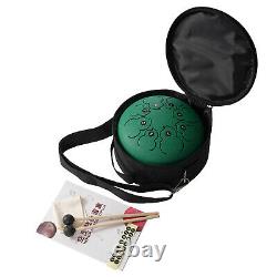 Mini Steel Tongue Drum Hand Pan C Key With Drumsticks Storage Bag Gift Green