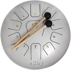 Muslady 12 Inch Steel Tongue Drum 11-Tone Hand Pan Drum Stainless Steel with
