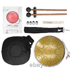 (Or)14in 15 Tone D Steel Tongue Drum With Bag Mallets Bracket For Heart BGS