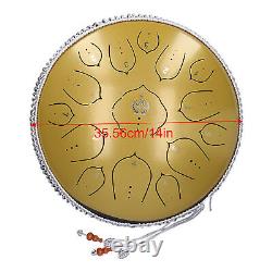 (Or)14in 15 Tone D Steel Tongue Drum With Bag Mallets Bracket For Heart SLS