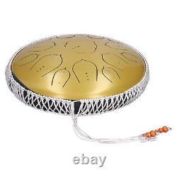 (Or)14in 15 Tone D Steel Tongue Drum With Bag Mallets Bracket For Heart TDM