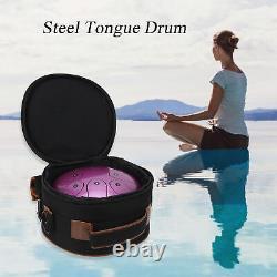 (Purple)Handpan Drum Electroplating 8Inch Portable Tongue Drum For Meditation