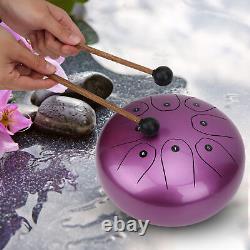 (Purple)Handpan Drum With Bag Portable Tongue Drum 8Inch For Meditation