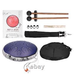 (Purple)Steel Tongue Drum 14in 15 Notes Handpan Drum Kit With Travel
