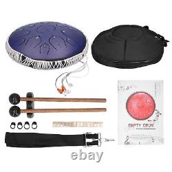 (Purple)Steel Tongue Drum 14in 15 Tone Steel Tongue Drum With Bag Mallets