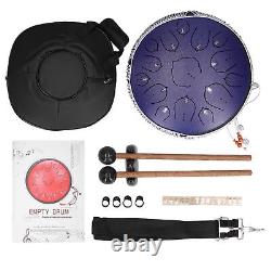 (Purple)Steel Tongue Drum 14in 15 Tone Steel Tongue Drum With Bag Mallets
