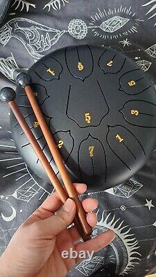 READ DESC Steel Tongue Drum 10inch 11 note + Sticks & Carrying Bag