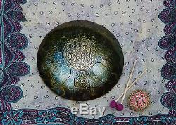 Set Handpan Steel Tongue Drum Flower of Life with Temari Ball Handmade Shaker