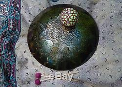 Set Handpan Steel Tongue Drum Flower of Life with Temari Ball Handmade Shaker