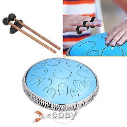 (Sky Blue)14in 15 Tone D Steel Tongue Drum With Bag Mallets Bracket TDM