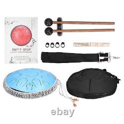 (Sky Blue)14in 15 Tone D Steel Tongue Drum With Bag Mallets Bracket XAT