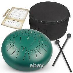 Steel Tongue Drum 10 Inch Hand Percussion Instruments 11 Notes with Carry Bag