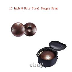 Steel Tongue Drum 10 Inch Lotus Drum Hand Drum Percussion with Carry Bag Brown