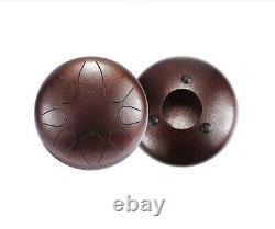 Steel Tongue Drum 10 Inch Lotus Drum Percussion Hand Drum with Carry Bag Brown