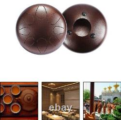 Steel Tongue Drum 10 Inch Lotus Drum Percussion Hand Drum with Carry Bag Brown