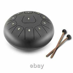 Steel Tongue Drum, 11 Notes Percussion Instrument Professional Tuning Black