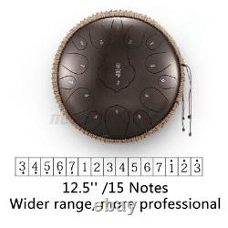 Steel Tongue Drum 12.5 inch 15 Notes Percussion Instrument With Drum Mallets Bag