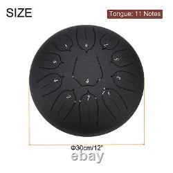 Steel Tongue Drum, 12 Inch 11 Notes Steel Hand Drums with Bag (Grey Black)