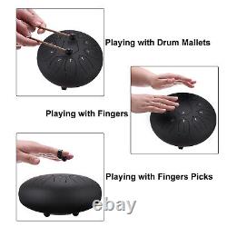 Steel Tongue Drum, 12 Inch 11 Notes Steel Hand Drums with Bag (Grey Black)