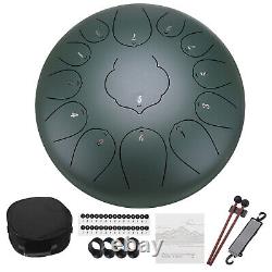 Steel Tongue Drum, 12 Inch 13 Notes Steel Hand Drums with Bag (Stone Green)