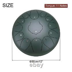 Steel Tongue Drum, 12 Inch 13 Notes Steel Hand Drums with Bag (Stone Green)