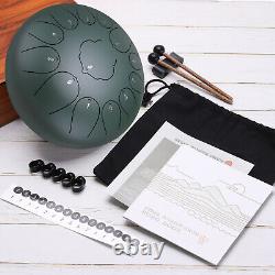 Steel Tongue Drum, 12 Inch 13 Notes Steel Hand Drums with Bag (Stone Green)