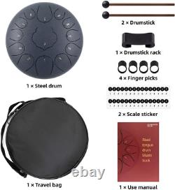 Steel Tongue Drum 13 Notes 12 Inches Handpan Drum Percussion for Meditation Yoga