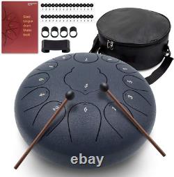 Steel Tongue Drum 13 Notes 12 Inches Handpan Drum Percussion for Meditation Yoga