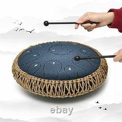 Steel Tongue Drum, 15 Notes 13 Inches Percussion Instrument D-Key Navy Blue