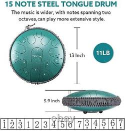 Steel Tongue Drum 15 Notes-13 Tank Drum With Bag, Mallets, & Acc. Superior Quality