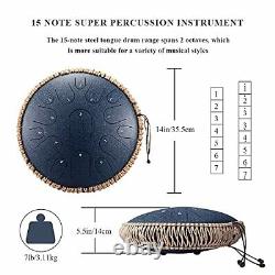 Steel Tongue Drum 15 Notes 14 Inches D Major Tongue Drum with Carrying Bag &