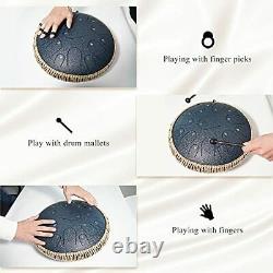 Steel Tongue Drum 15 Notes 14 Inches D Major Tongue Drum with Carrying Bag &