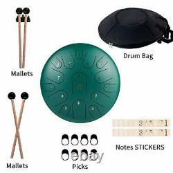 Steel Tongue Drum 15 Notes 14 Inches Lotus Hand Pan Drum Percussion Instrumen
