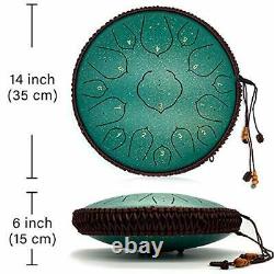 Steel Tongue Drum 15 Notes 14 inch D-Key Handpan Percussion Instrument Ta