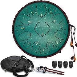 Steel Tongue Drum, 15 Notes 14 inch D-Key Handpan Percussion Instrument Tank