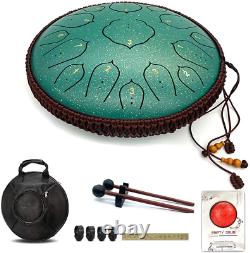 Steel Tongue Drum, 15 Notes 14 inch D-Key Handpan Percussion Instrument Tank