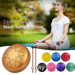 Steel Tongue Drum 6 inch 8 Notes Hand Pan Percussion Instrument Mallets Bag R1Q2