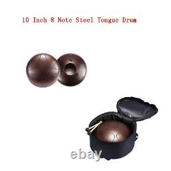 Steel Tongue Drum 8 Note Hand Drum Instrument with Drum Mallets Easystart Brown