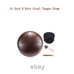 Steel Tongue Drum 8 Note Hand Drum Percussion with Carry Bag Drum Mallets Brown