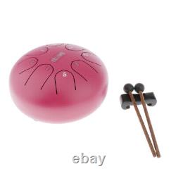 Steel Tongue Drum 8 Notes 6 Pan Drum Percussion with Mallets Pink