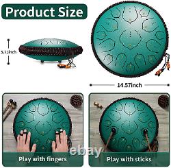 Steel Tongue Drum, D-Key Percussion Instrument 15 Notes 14 Inches Handpan Drum L