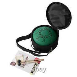 Steel Tongue Drum Hand Pan Percussion Instrument with Drumsticks Gift Green
