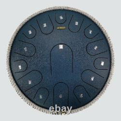 Steel Tongue Drum Handpan Hand Drums Perfect Sound 14 Inch 15 Notes Blue