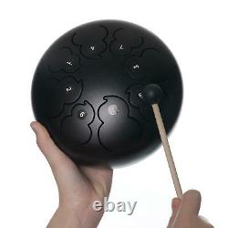 Steel Tongue Drum with Music Book Notes Stickers Gift for Adults Kids Black