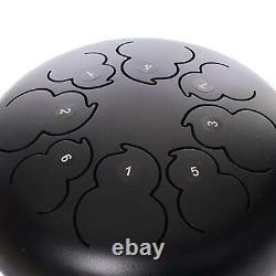 Steel Tongue Drum with Music Book Notes Stickers Gift for Adults Kids Black