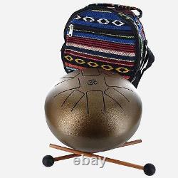Steel Tongue Om Drum Handpan Metal Kit Percussion Instrument Mallets 7 Notes